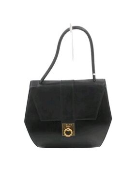 Celine Black Leather Shoulder Bag with Gold Hardware